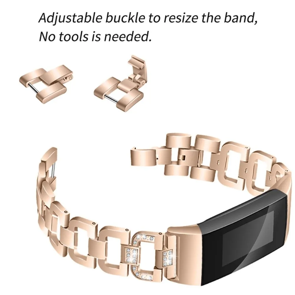 Fitbit Charge 4 / 3 elegant rhinestone watch strap - Rose Gold