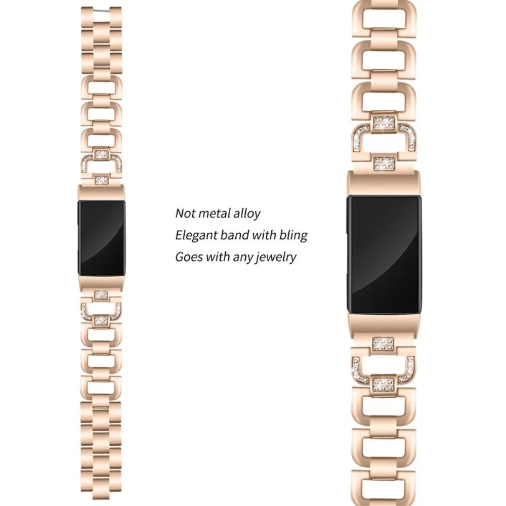 Fitbit Charge 4 / 3 elegant rhinestone watch strap - Rose Gold