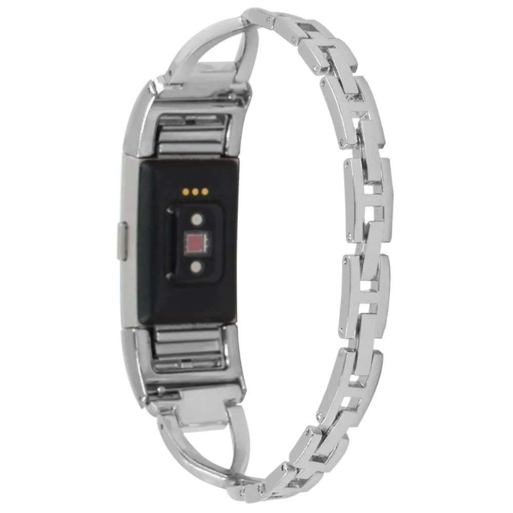 Fitbit Charge 5 X-shaped rhinestone alloy watch strap - Silver