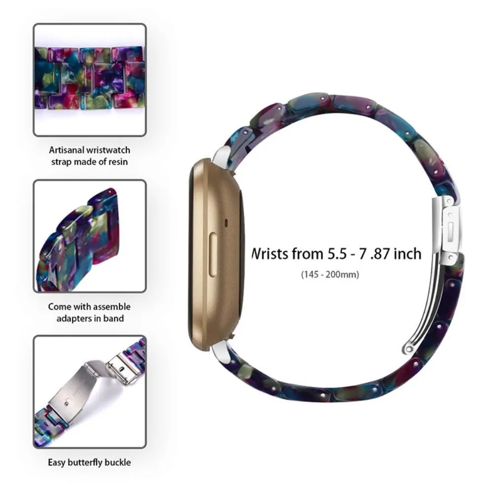 Fitbit Sense / Versa 3 resin bear watch strap - Purple / Green Flowers