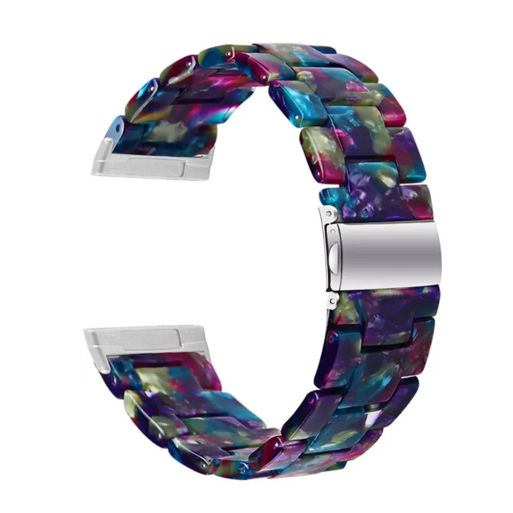 Fitbit Sense / Versa 3 resin bear watch strap - Purple / Green Flowers