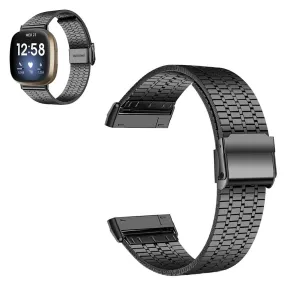 Fitbit Sense / Versa 3 seven bead stainless steel watch strap - Black