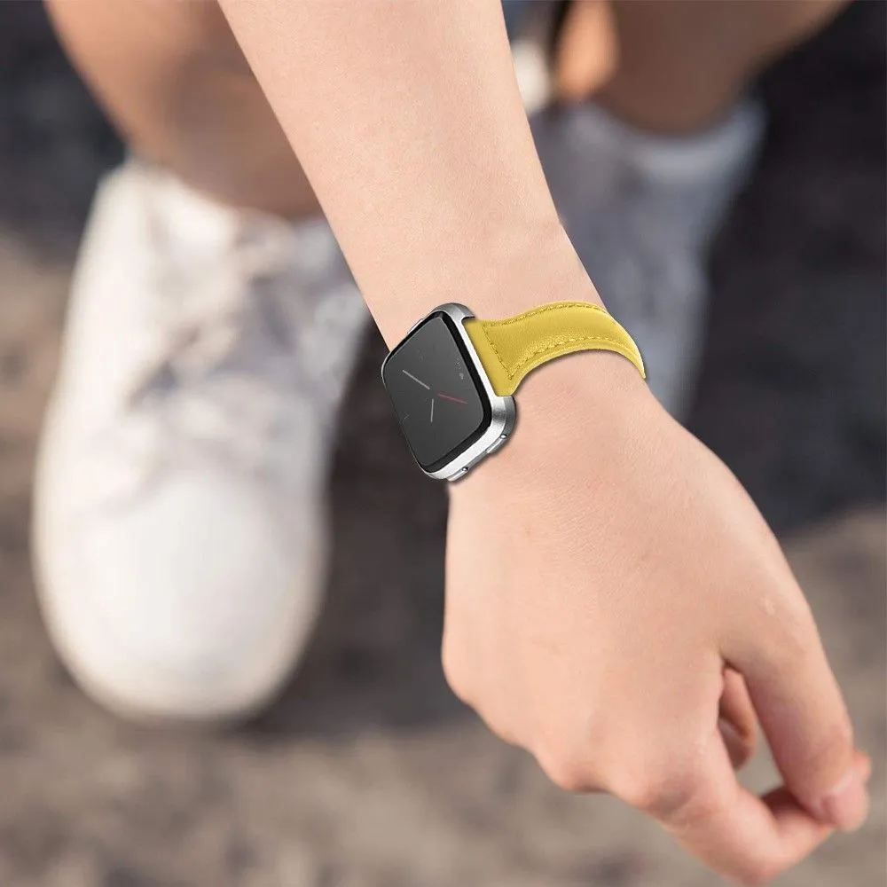 Fitbit Versa 2 / Versa Lite / Versa simple genuine leather watch strap - Yellow