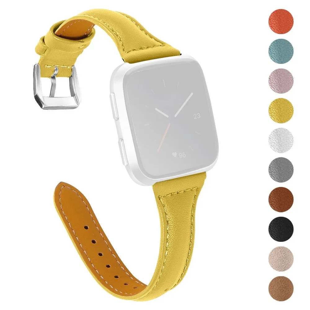 Fitbit Versa 2 / Versa Lite / Versa simple genuine leather watch strap - Yellow