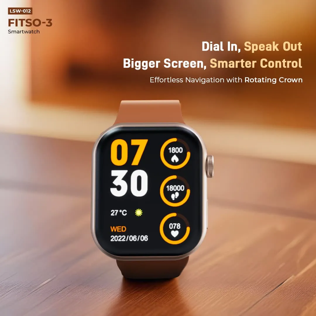 Fitso 3 BT Calling Smartwatch with Full Touch Control- Black (LSW-012)