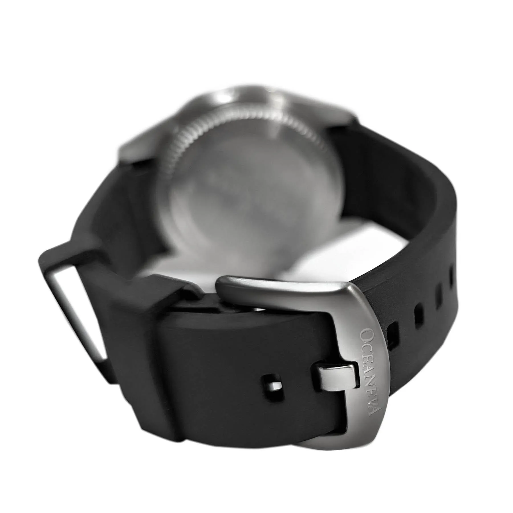 FKM Black Rubber Strap - POLISHED Steel Buckle