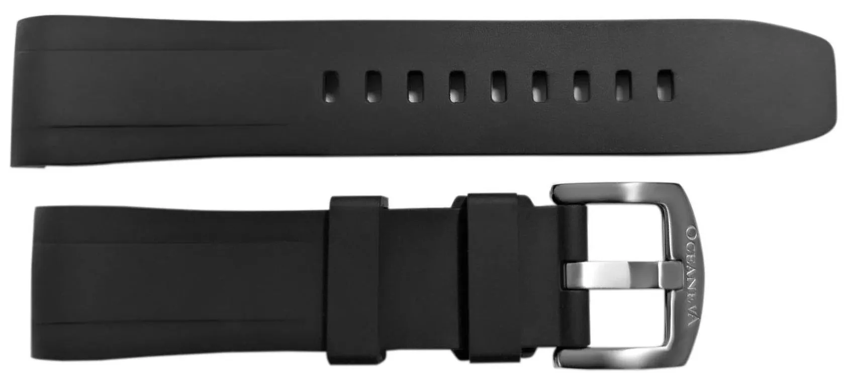 FKM Black Rubber Strap - POLISHED Steel Buckle