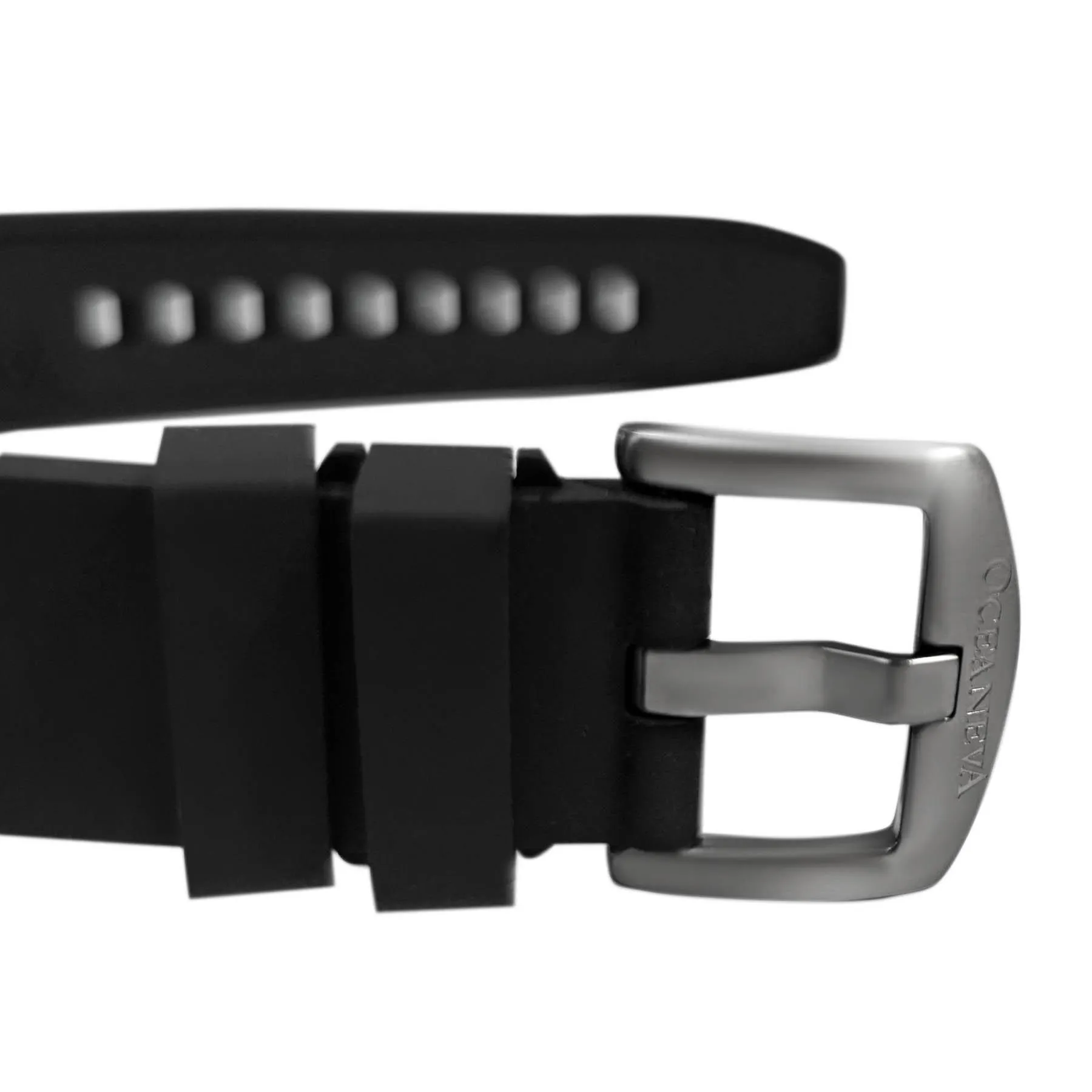 FKM Black Rubber Strap - POLISHED Steel Buckle