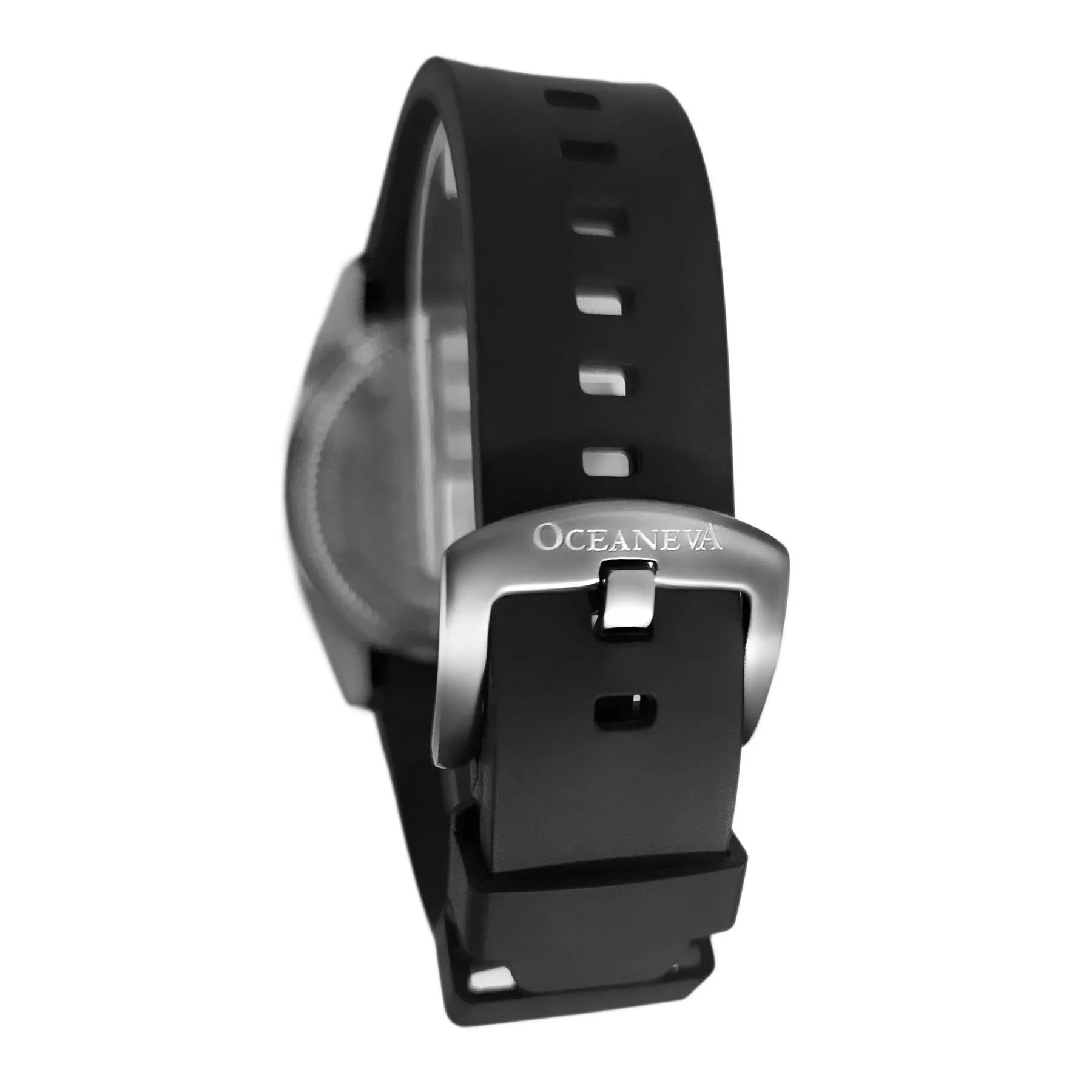 FKM Black Rubber Strap - POLISHED Steel Buckle