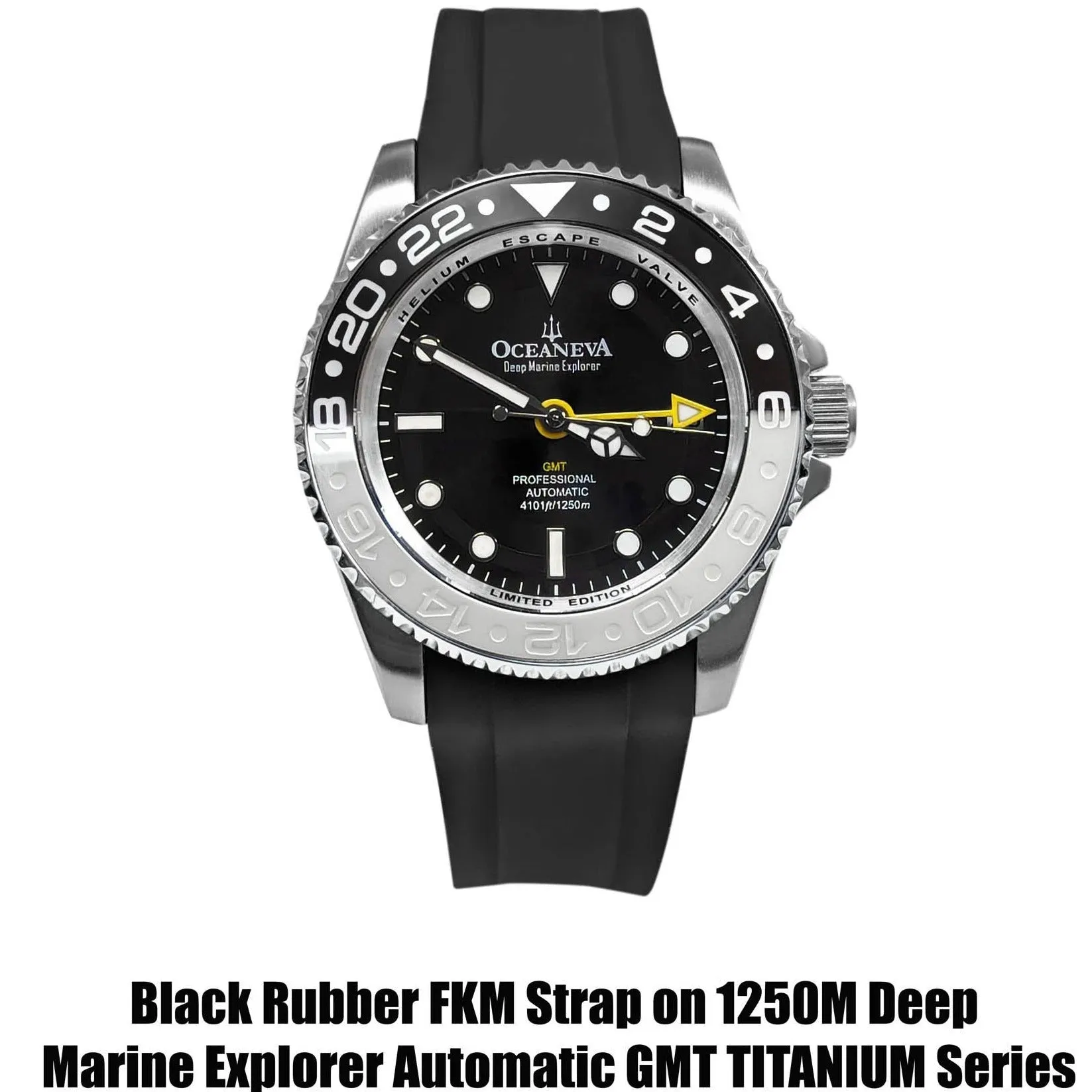 FKM Black Rubber Strap - POLISHED Steel Buckle