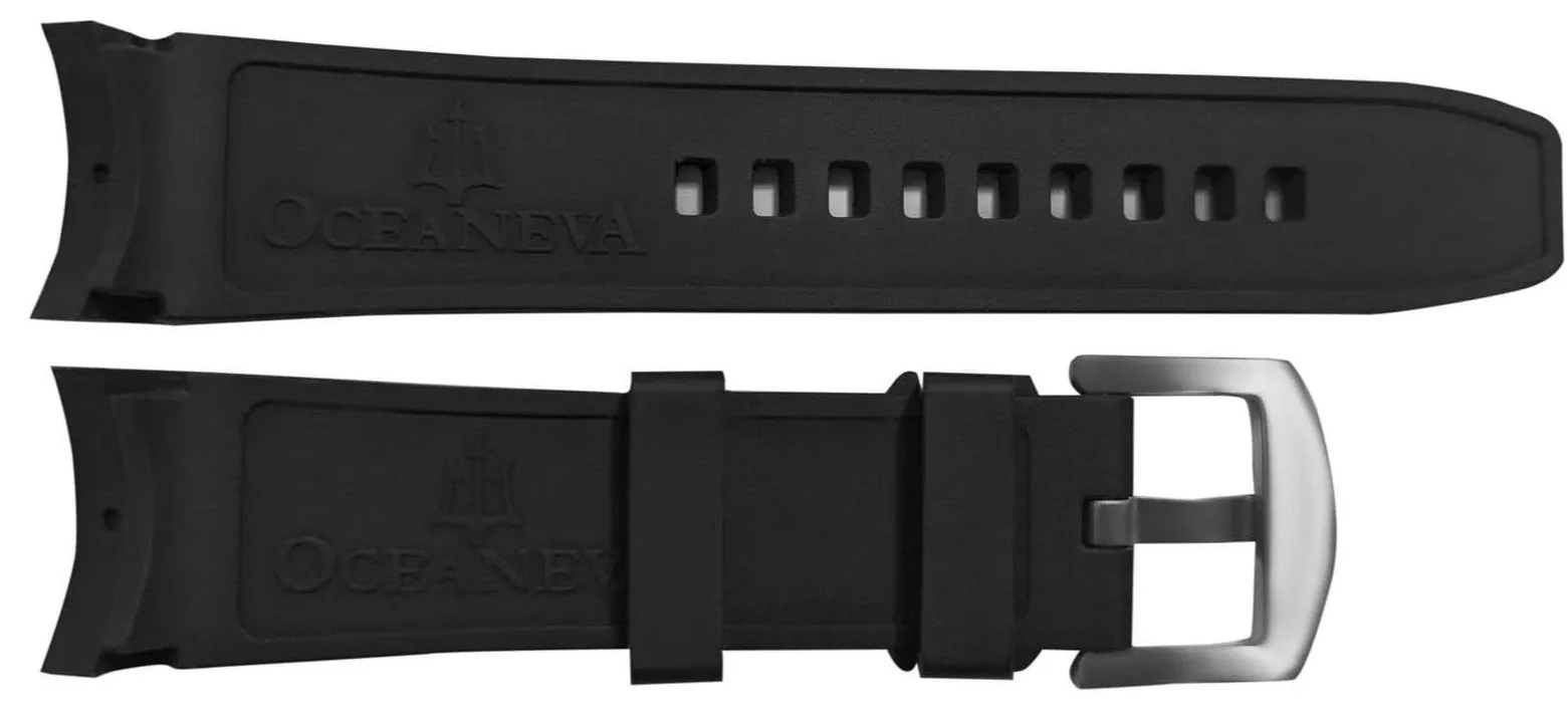 FKM Black Rubber Strap - POLISHED Steel Buckle