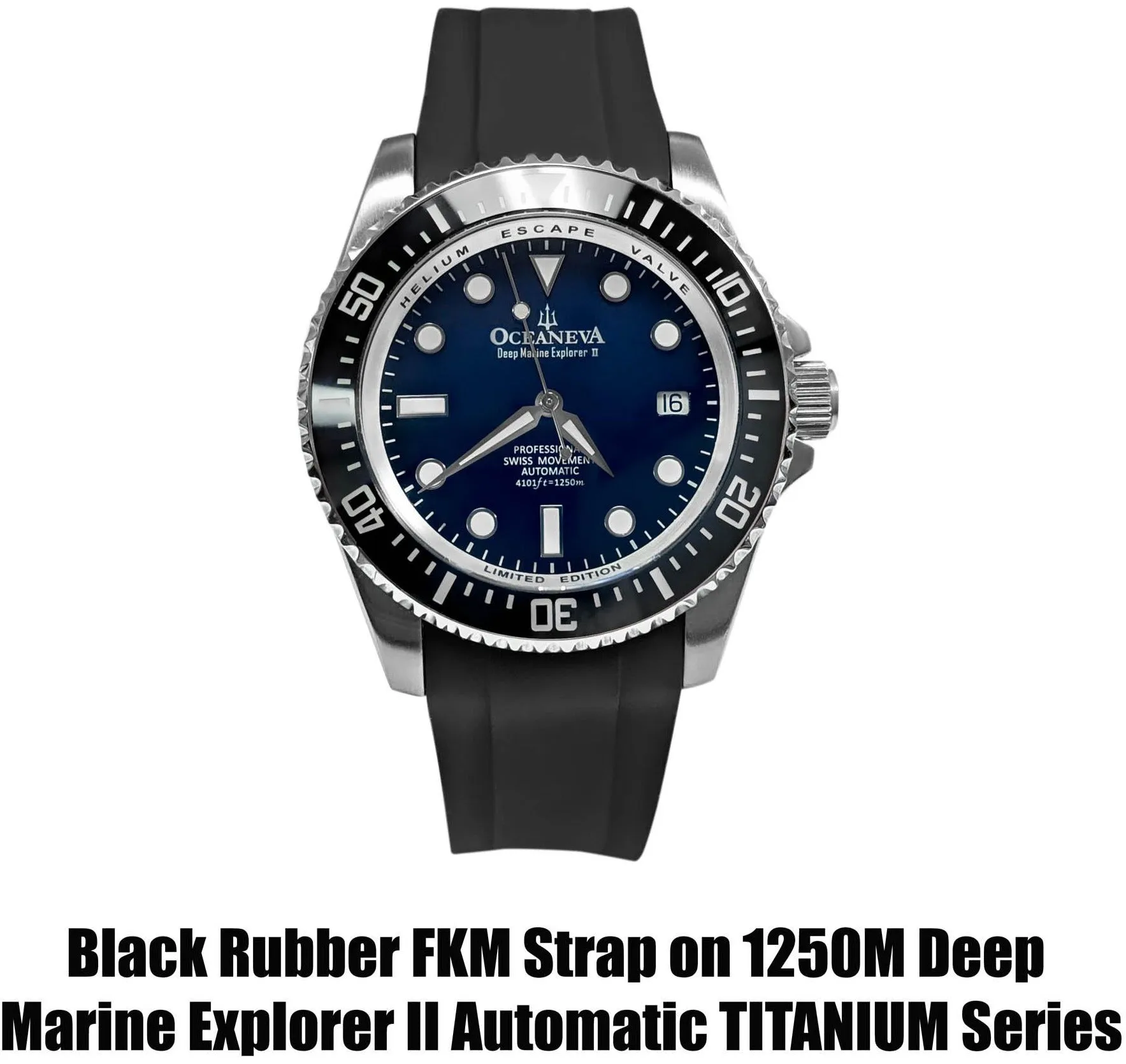 FKM Black Rubber Strap - POLISHED Steel Buckle