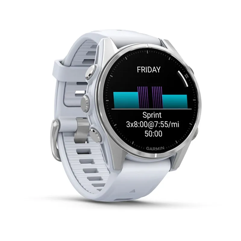 fēnix® 8 – 43 mm | AMOLED - Silver with White Silicone Band