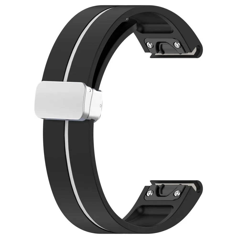 Garmin Fenix 6S Pro silicone sports bracelet with magnetic clasp - black / white