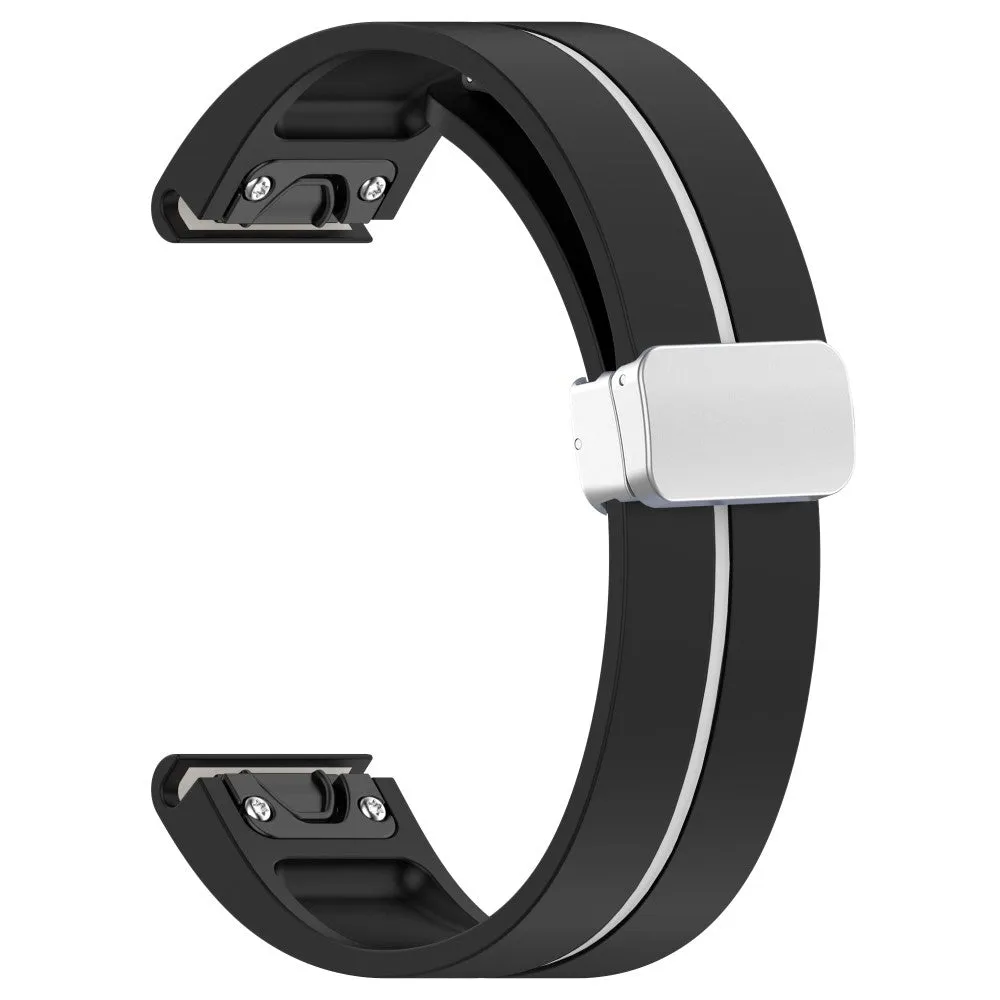 Garmin Fenix 6S Pro silicone sports bracelet with magnetic clasp - black / white