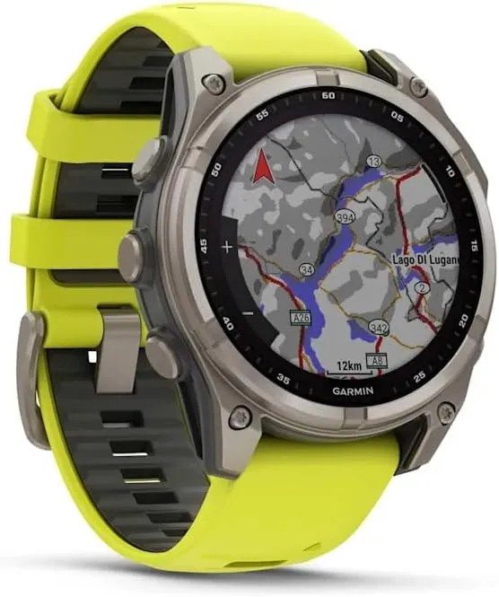 Garmin Fenix 8 47mm Solar Sapphire Titanium - AmpYellow/Graphite Silicone Band