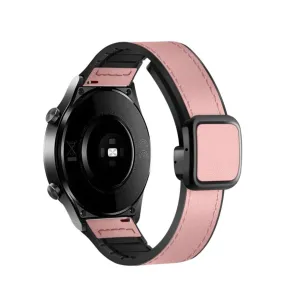 Garmin Forerunner 255 Music silicone wristband with synthetic leather layer   magnetic clasp - Pink