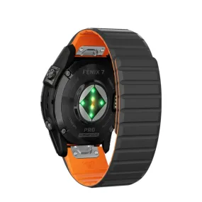 Garmin MARQ Athlete Magnetic Silicone Dual Color Wristband with 22mm quick release (joint circumference: 170-230mm) - Black / Orange