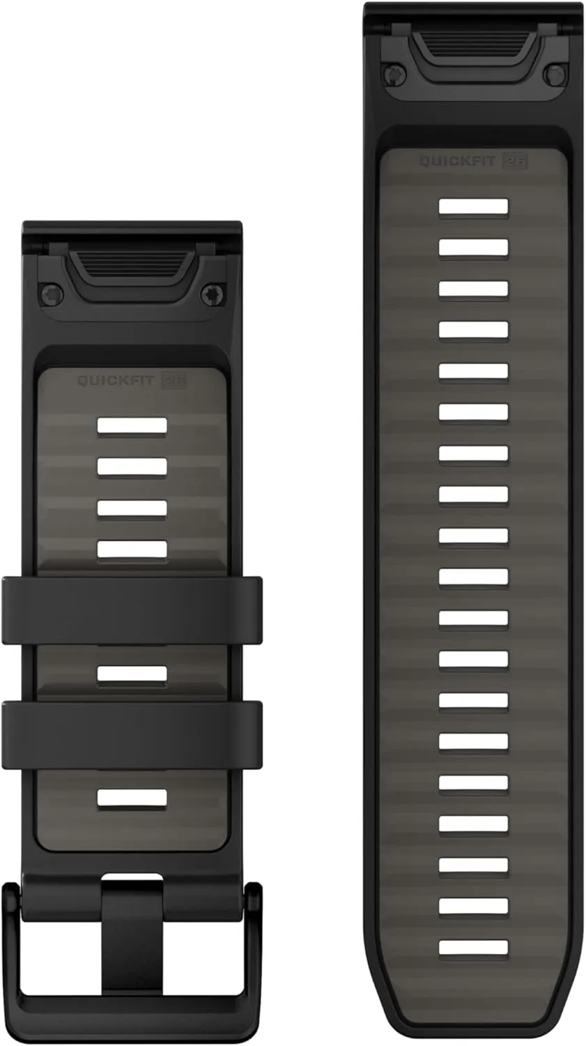 Garmin QuickFit 26 Watch Bands Black/Pebble Gray Silicone (010-13393-00)