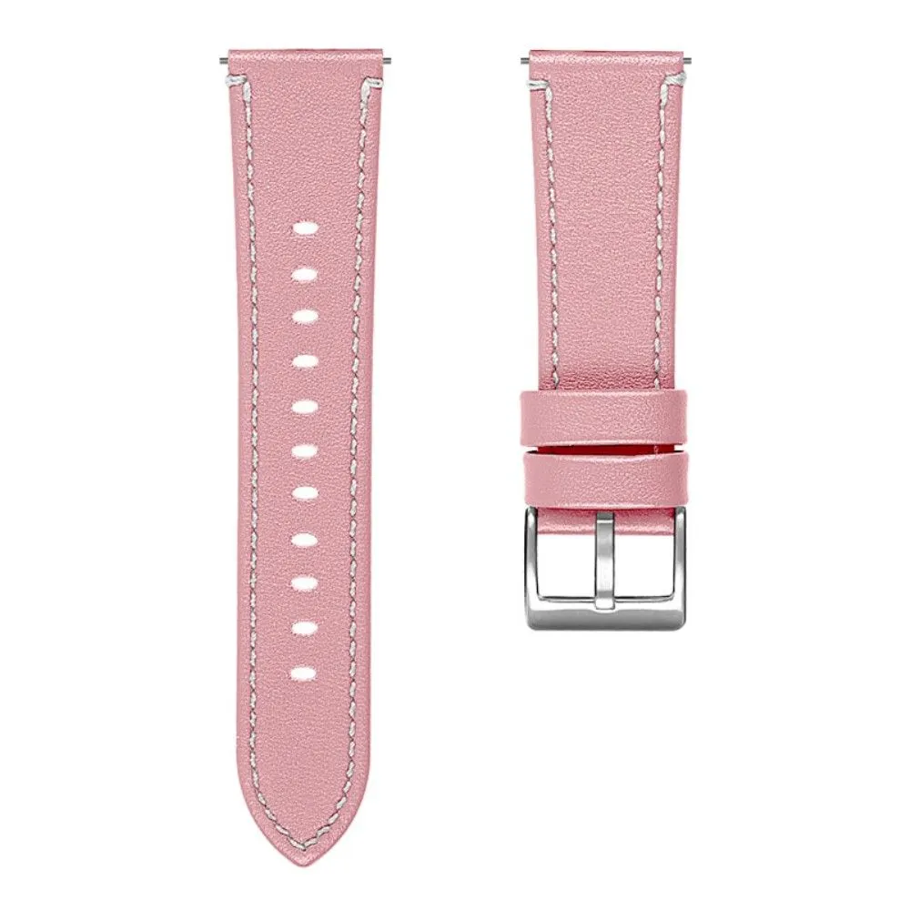 Garmin Vivoactive 4 solid color cowhide leather watch strap - Pink