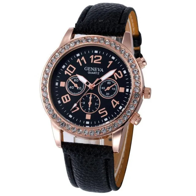 Genvivia Elegant Women Faux Leather Wrist Watch