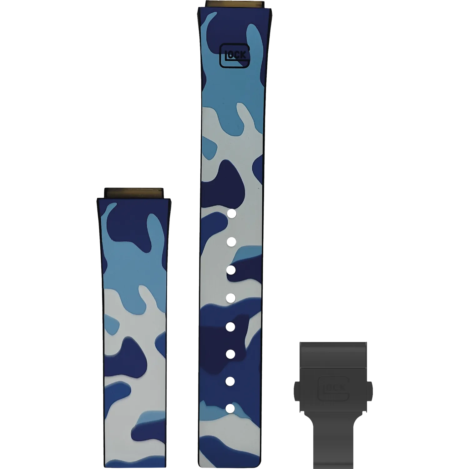 Glock Silicone Watch Strap: Navy Camouflage with Black Clasp 22mm