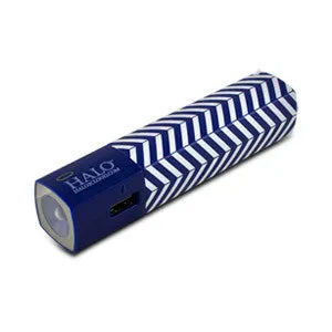 Halo Pocket Power Starlight 3000mAh Power Bank with Flash Light, Blue Chevron