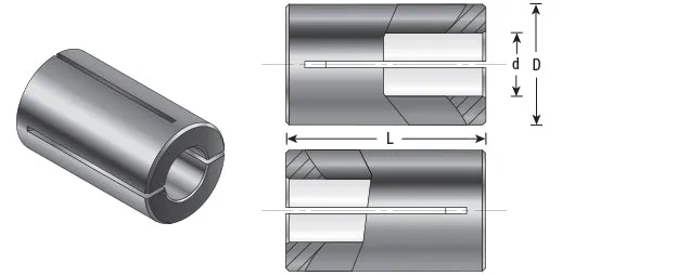 High Precision Router Collet Reducer | 8mm Overall Dia x 6mm Inner Dia x 1" Long | RB-104 | 738685121047