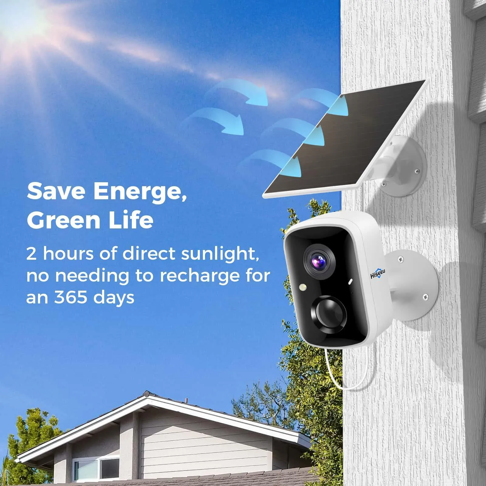 Hiseeu 4pcs Solar Powered Security Cameras 4pcs 64G SD Cards