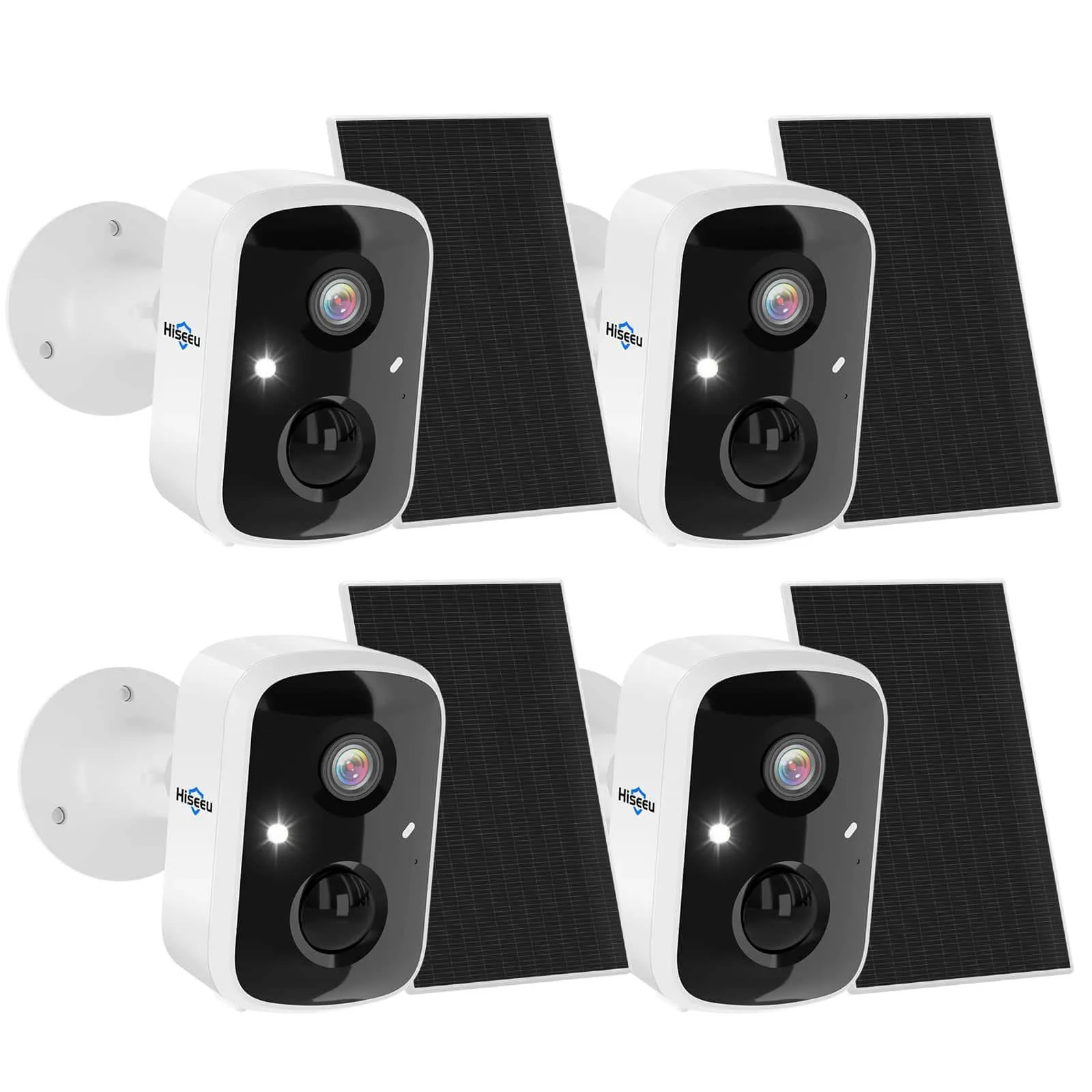 Hiseeu 4pcs Solar Powered Security Cameras 4pcs 64G SD Cards