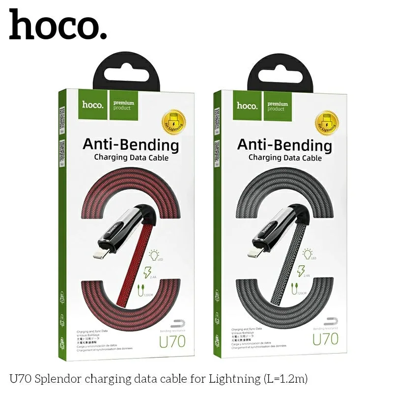 HOCO U70 Cable USB to Lightning Anti-Bending Charging Data Sync Cable