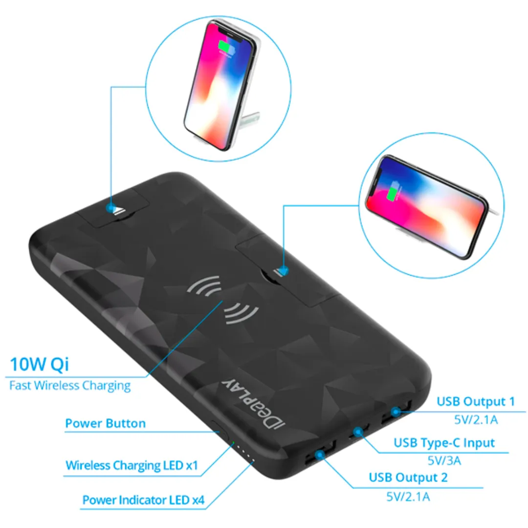 iDeaPlay 帶支架充电宝 10000mAh Power Bank (Portable Charger) w/Holder