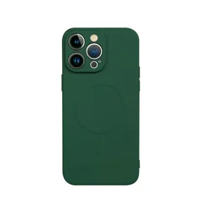 iPhone 14 Pro MagSafe silicone case with camera protection - dark green