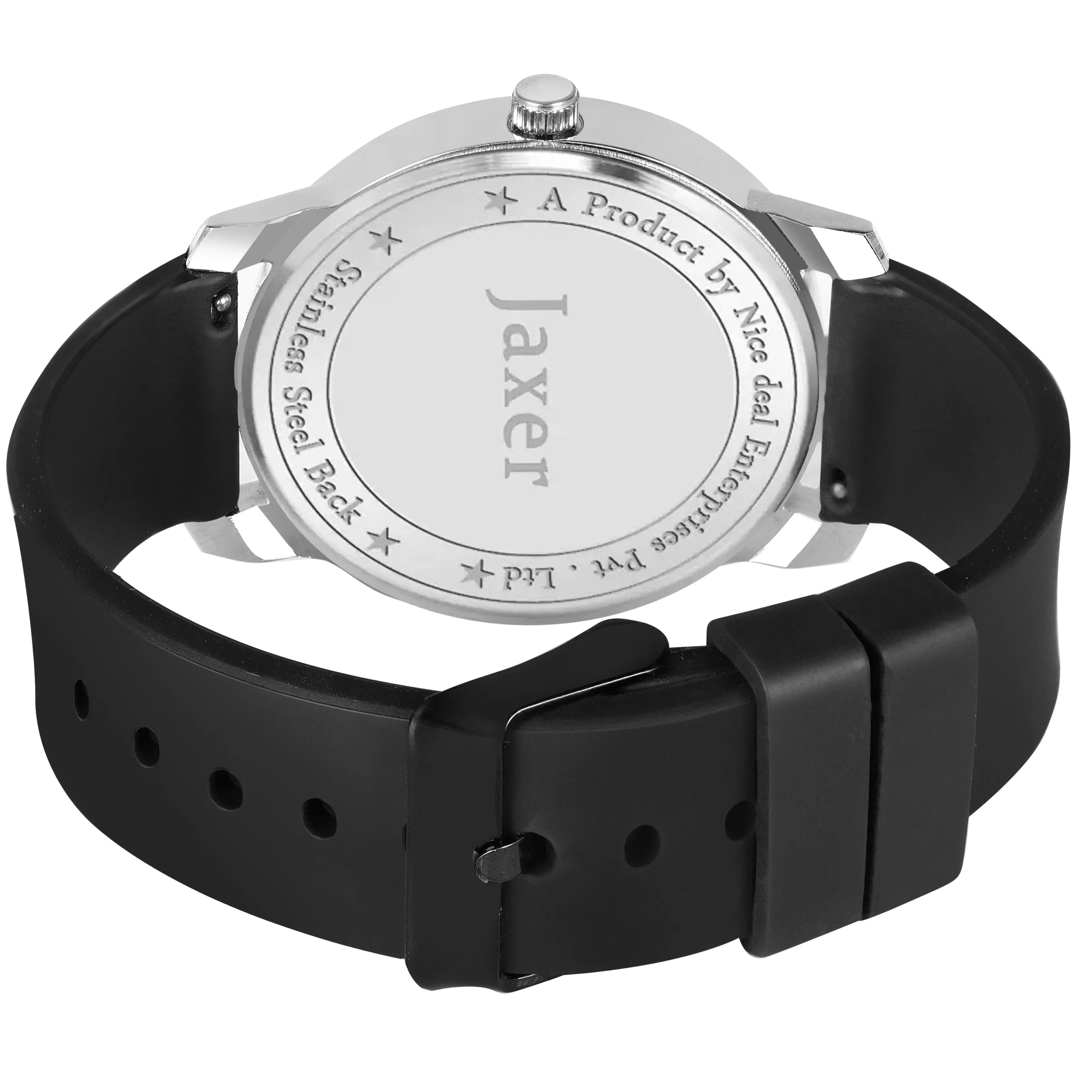 Jaxer Black Dial Silicone Band Analog Wrist Watch for Men and Boys - JXRM2178