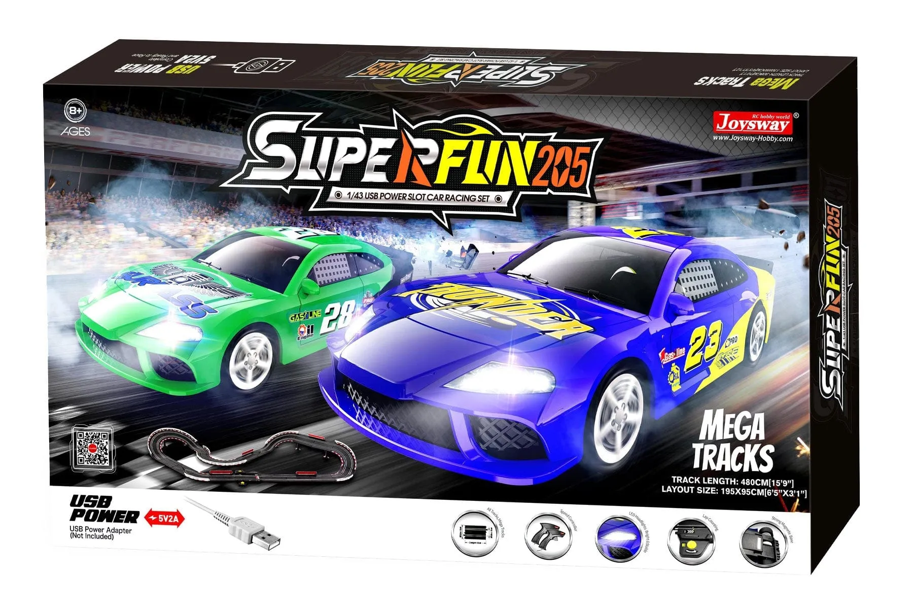 Joysway SuperFun 205 1/43 Scale USB-Powered Slot Car Set