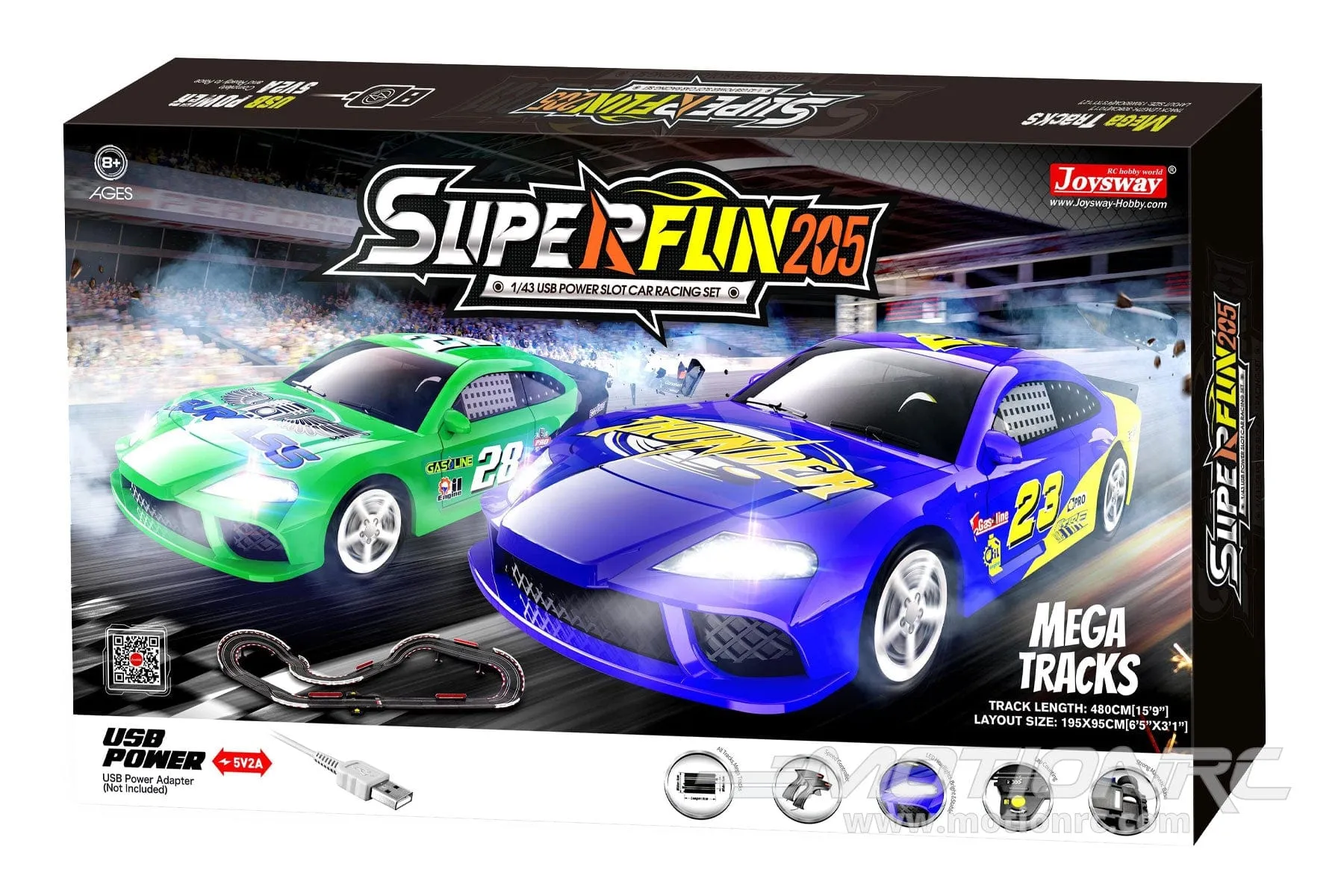 Joysway SuperFun 205 1/43 Scale USB-Powered Slot Car Set