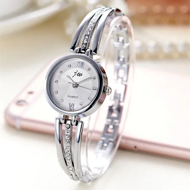 JW Rose Gold Quartz Watch Women Clock Luxury Brand Stainless steel Bracelet watches Ladies Dress Crystal Wristwatches relogio