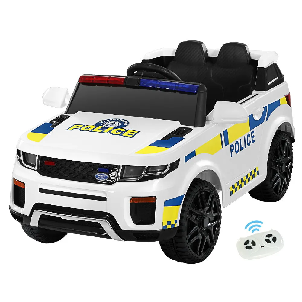 Kids Electric Ride On Patrol Police Car Horn Music Remote - White