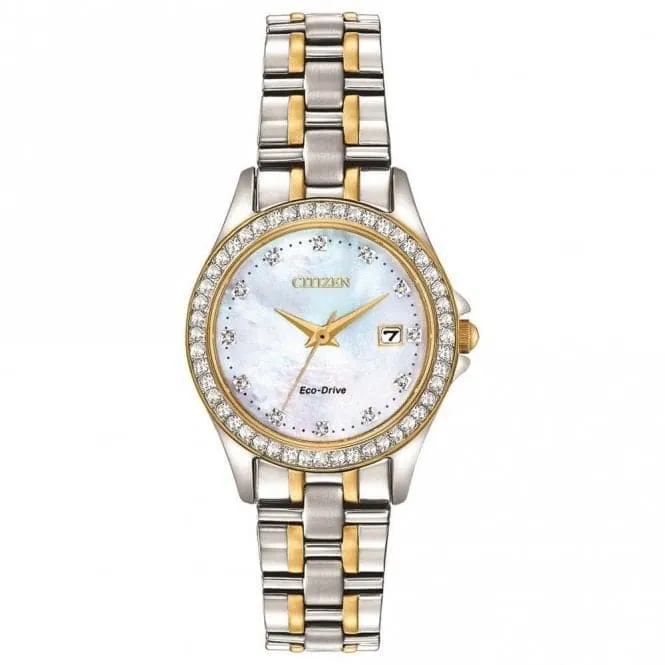 Ladies Stainless Steel Dress Analog Two Tone Watch EW1844-50Y