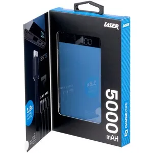 Laser 5000mAh Power Bank with 3-in-1 Cable Black/Blue/Pink/White