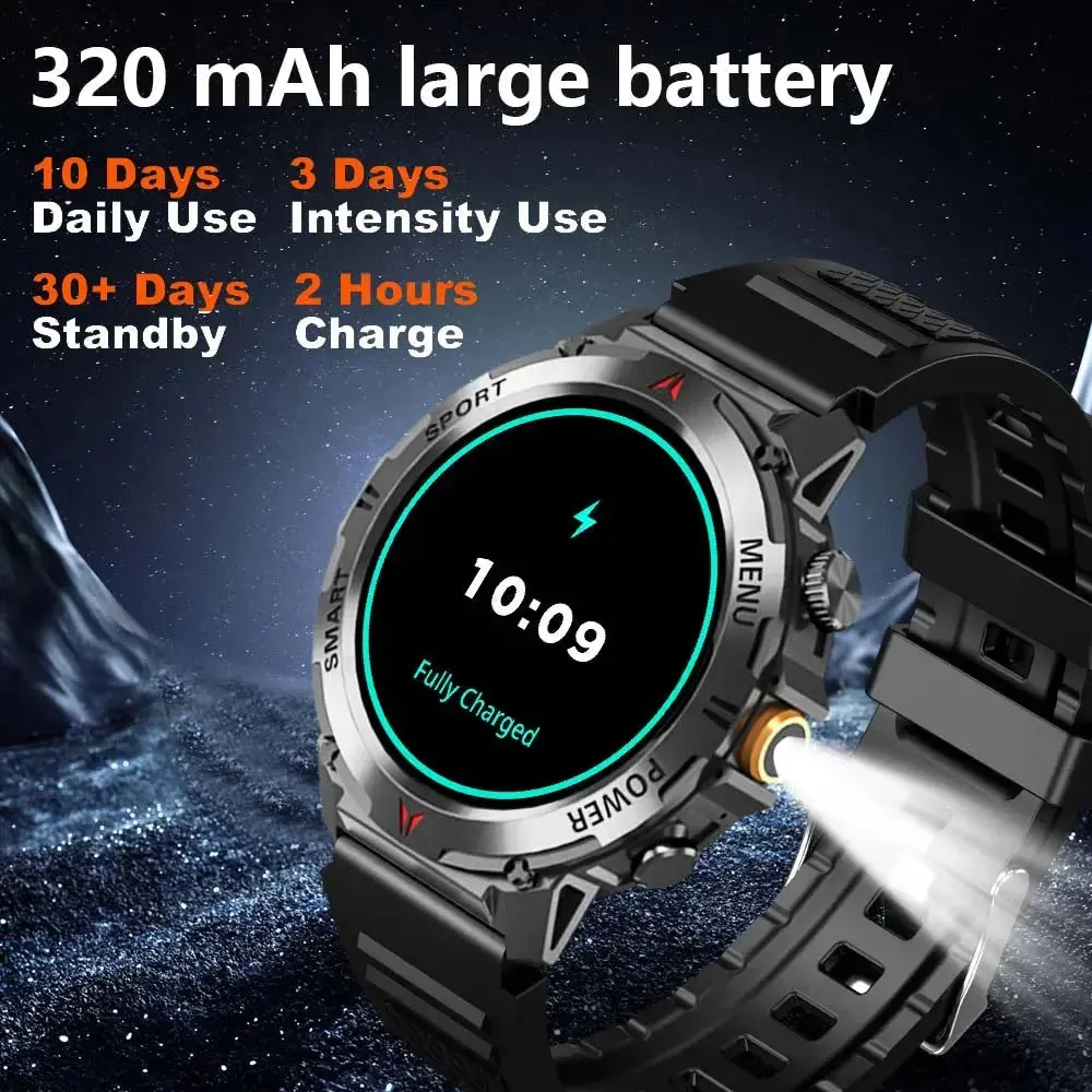 LAXASFIT New 1.46"Bluetooth Talk Smartwatch Men's Outdoor Sports Fitness Heart Rate Health Monitoring Smartwatch for Android IOS