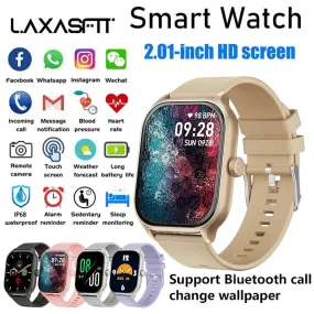 LAXASFIT New 2.01” Smart Watch Bluetooth Talk Heart Rate Blood Oxygen Tracker Sports Smart Watch for Men Women for IOS Android