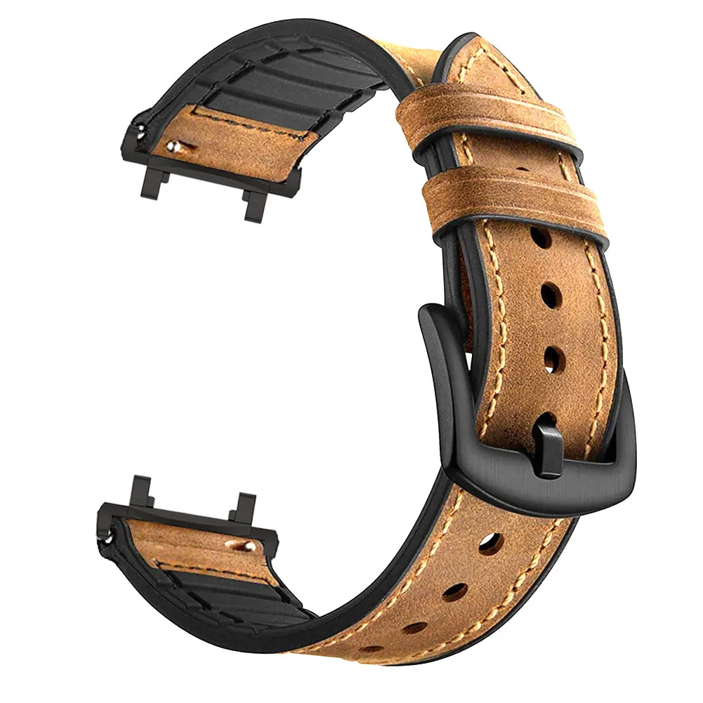 Leather silicone Straps for Amazfit Active Edge A2212 | Amazfit T Rex 2 straps- Brown