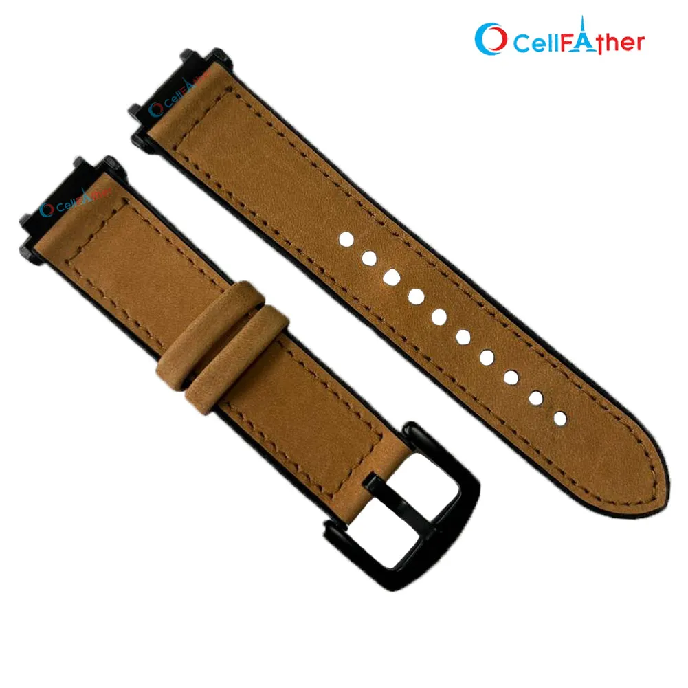 Leather silicone Straps for Amazfit Active Edge A2212 | Amazfit T Rex 2 straps- Brown