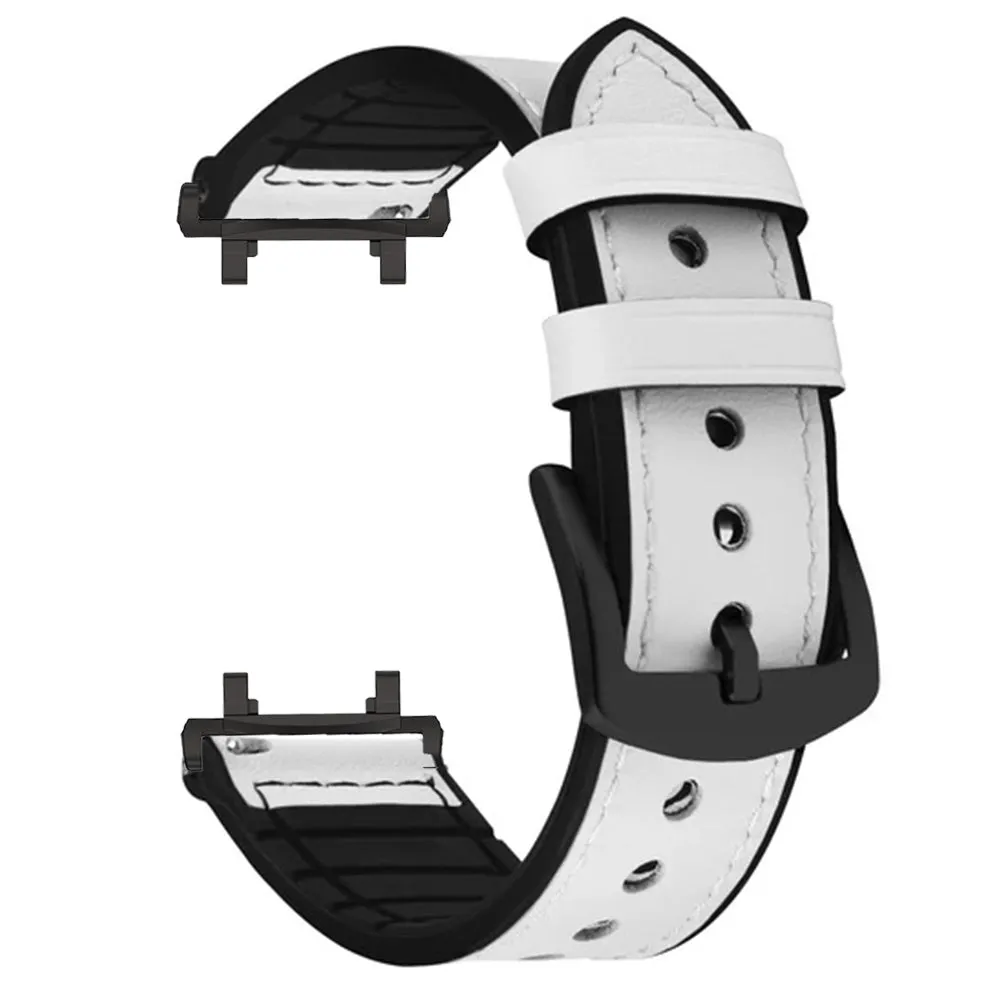 Leather silicone Straps for Amazfit Active Edge A2212, Amazfit T Rex 2 straps- White