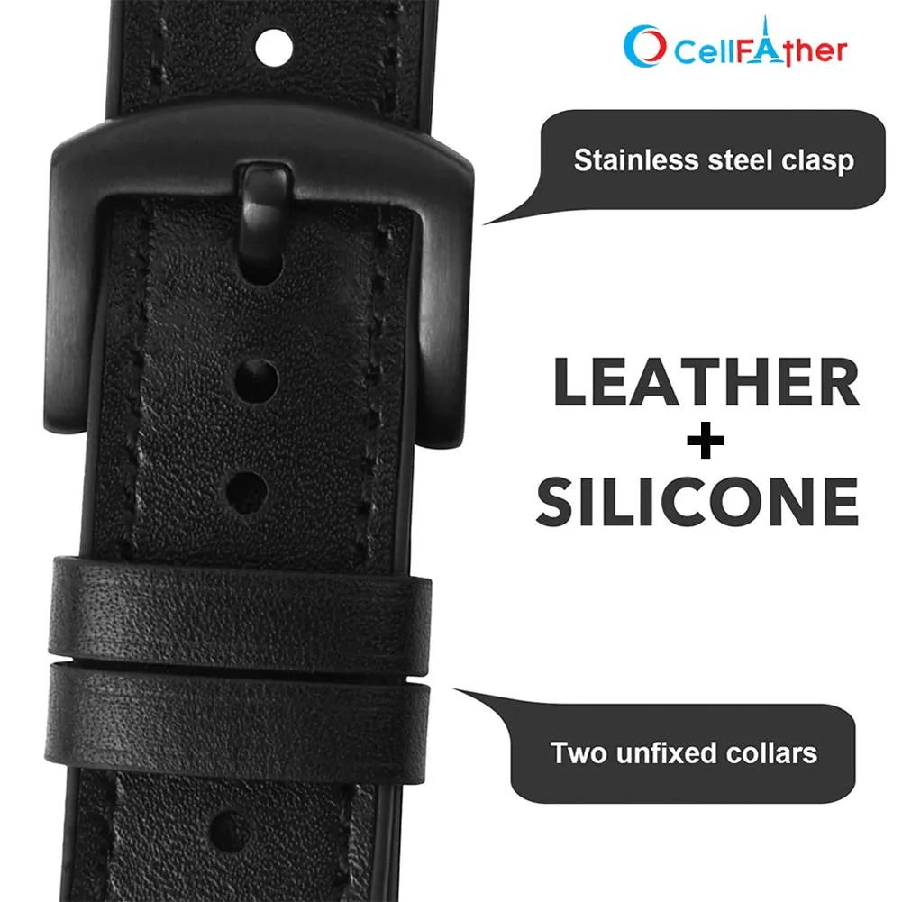 Leather Silicone Straps for Amazfit T Rex 2, Amazfit Active Edge A2212 straps- Black