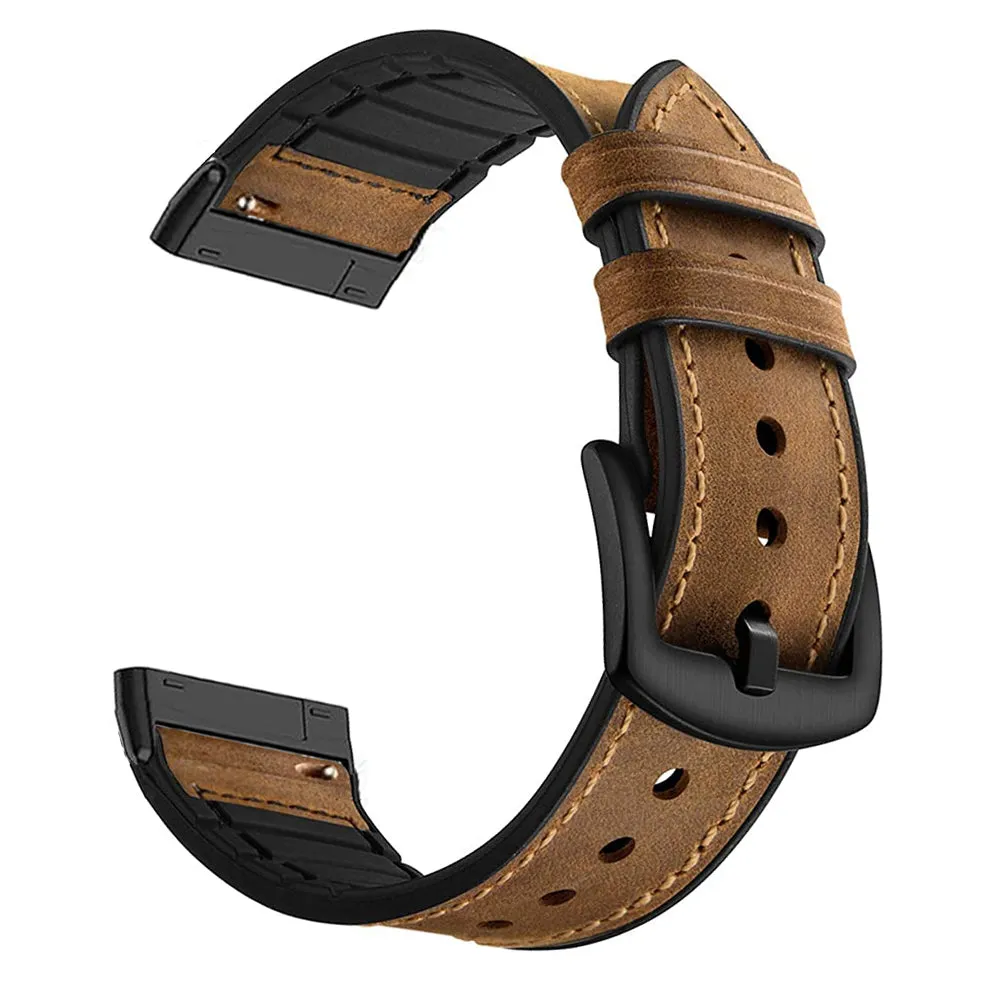 Leather silicone Straps for Fitbit Sense 1 & Sense 2 Smartwatch (Brown)