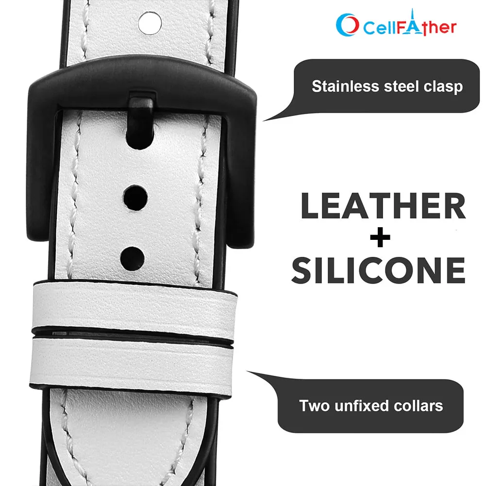 Leather silicone Straps for Fitbit Versa 4 & Versa 3 Smartwatch (White)