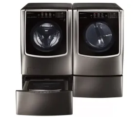 LG Signature 5.8 cu TurboWash Series 
Side-by-Side on SideKick Pedestals Washer & Dryer Set with Front Load Washer and 9cuDryer in Black Stainless Steel WM9500HKA