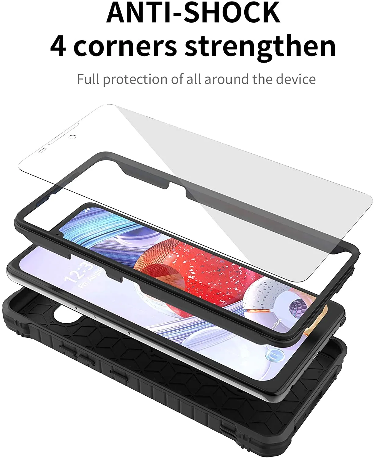 LG Stylo 6 Case Military Grade Protection Shockproof Case with Tempered Glass